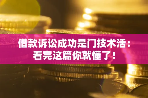武汉借款诉讼成功是门技术活：看完这篇你就懂了！